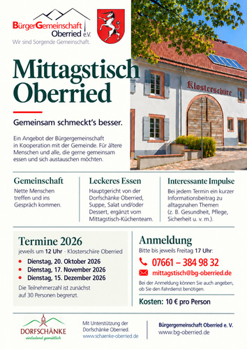 Mittagstisch in der Klosterschiire
